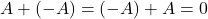 A+(-A)=(-A)+A=0