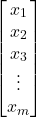 \[\begin{bmatrix} x_1\\ x_2\\x_3\\ \vdots\\ x_m \end{bmatrix}\]